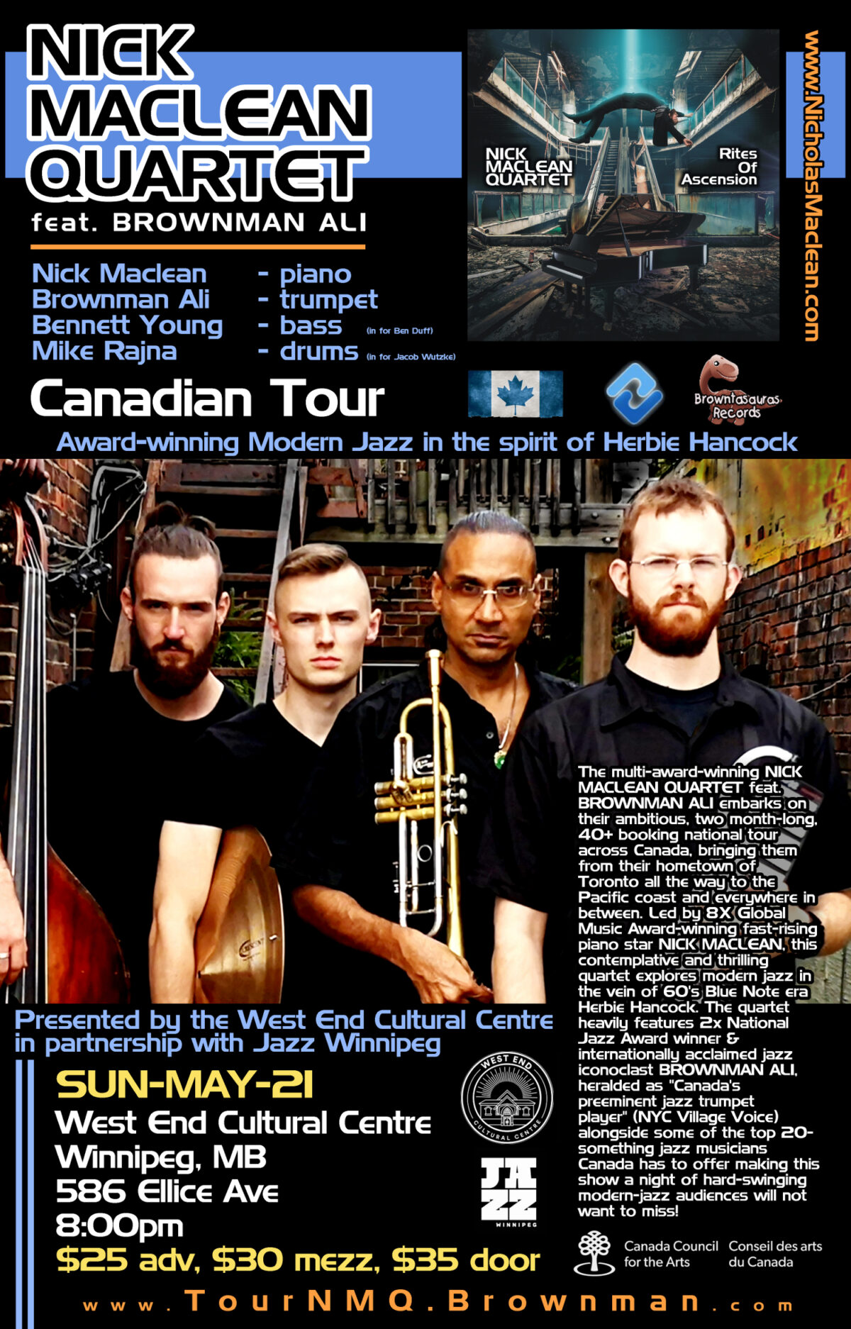 Jazz Winnipeg presents Nick Maclean Quartet with Brownman Ali - Vimarsana News